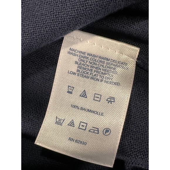 Lands' End Women's Sweater Sz Medium Navy Cranberry Colorblock Crew Neck Knit - Picture 6 of 7